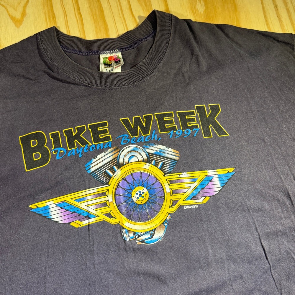 Fruit of the Loom Men's Daytona Bike Week Vintage Engine Shirt violet XXL